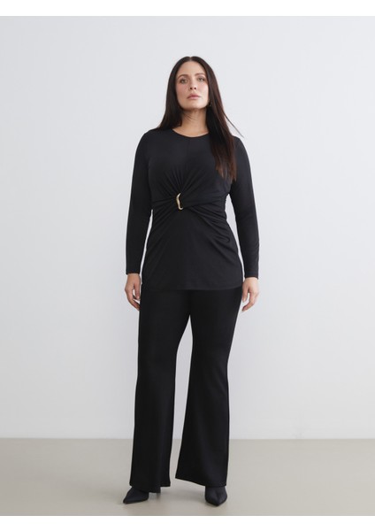 Büyük Beden Bisiklet Yaka Büzgülü Bluz fiyatları