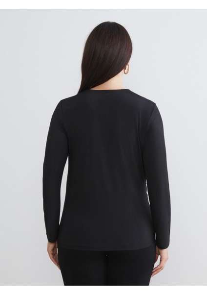 Büyük Beden Bisiklet Yaka Büzgülü Bluz fırsatları