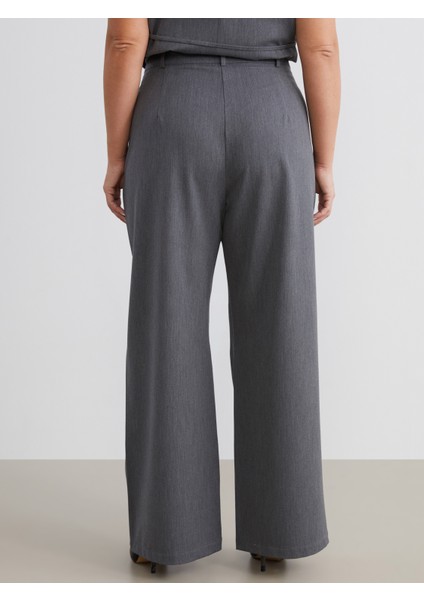 Büyük Beden Loose Fit Kadın Pileli Pantolon fırsatları