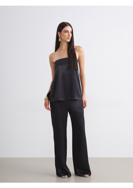 Loose Fit Saten Kadın Pantolon