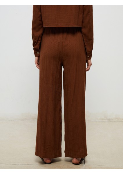 Beli Lastikli Dokulu Geniş Paça Kadın Pantolon fırsatları