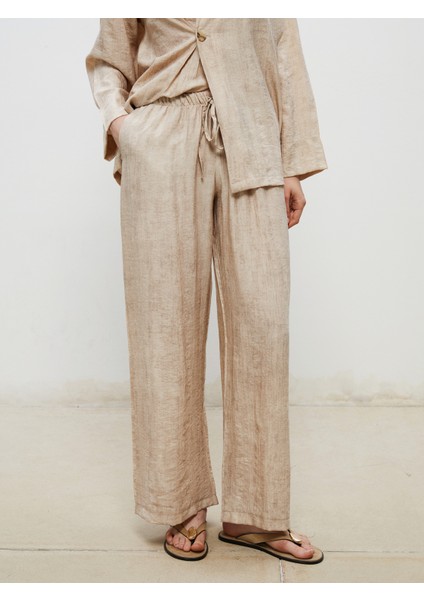 Beli Lastikli Keten Karışımlı Kadın Pantolon fiyatları