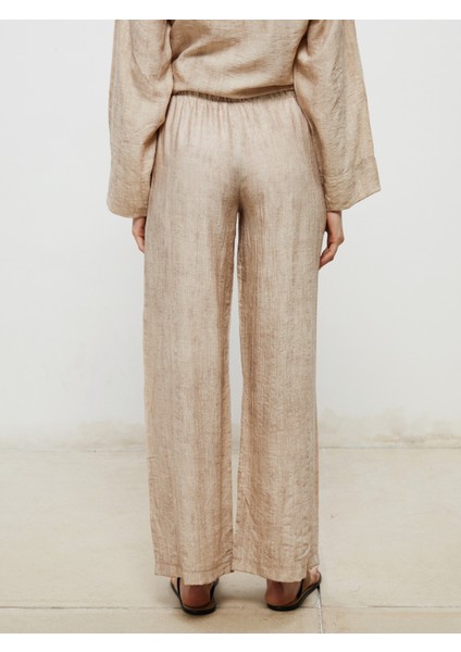 Beli Lastikli Keten Karışımlı Kadın Pantolon fırsatları