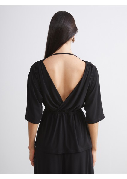 Kruvaze Yaka Büzgülü Bluz fırsatları