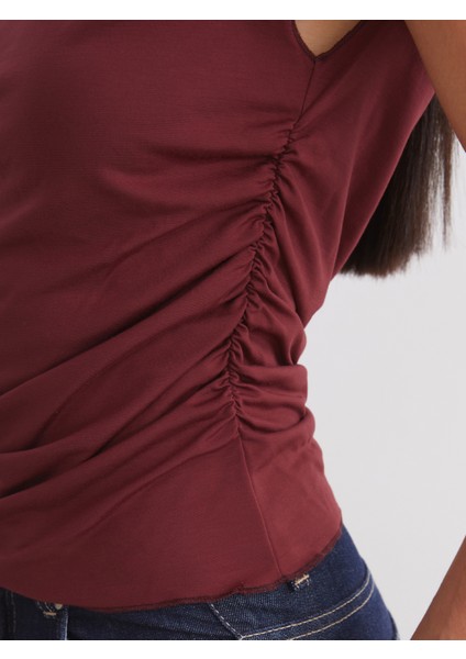Kayık Yaka Büzgülü Bluz modelleri