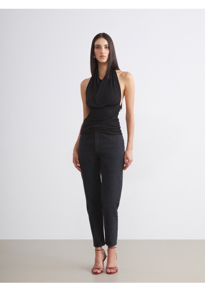 Dökümlü Halter Yaka Büzgülü Bluz fiyatları