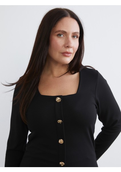 Büyük Beden Kare Yaka Bluz