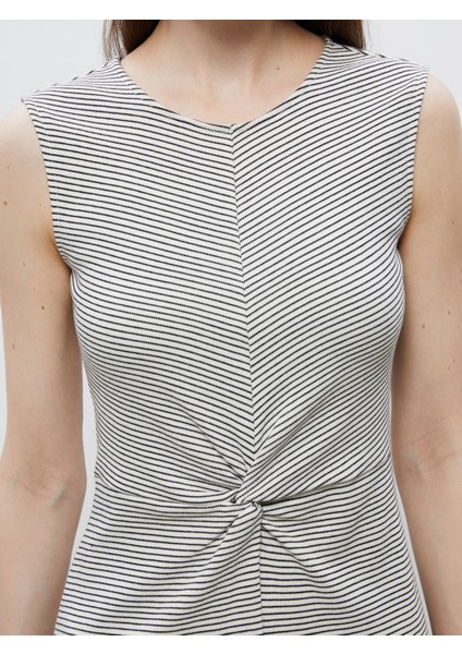 Bisiklet Yaka Çizgili Büzgülü Elbise modelleri