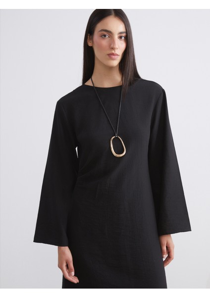 Bisiklet Yaka Dokulu Büzgülü Elbise fiyatları