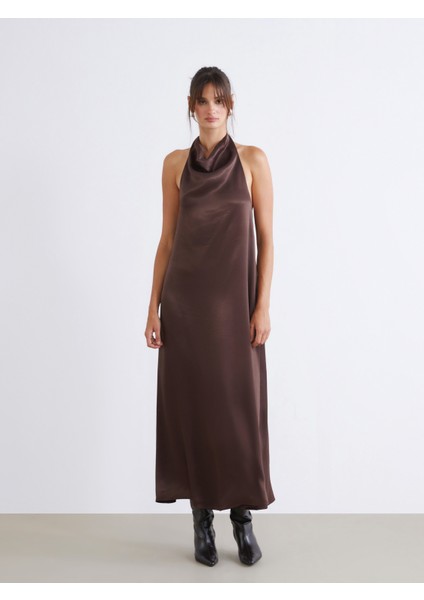 Halter Yaka Saten Abiye Elbise modelleri