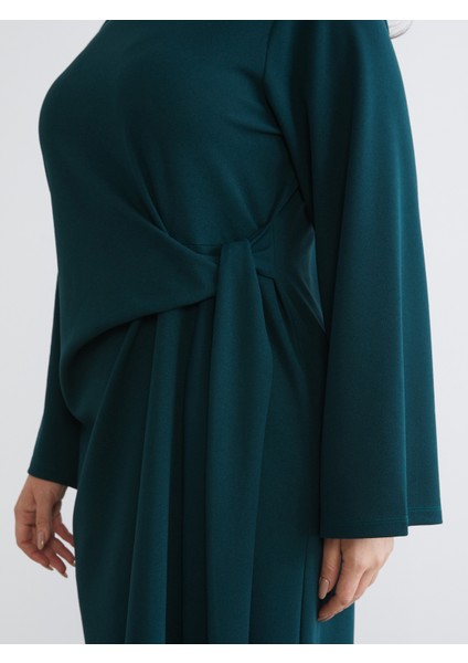 Büyük Beden Bisiklet Yaka Büzgülü Elbise fırsatları