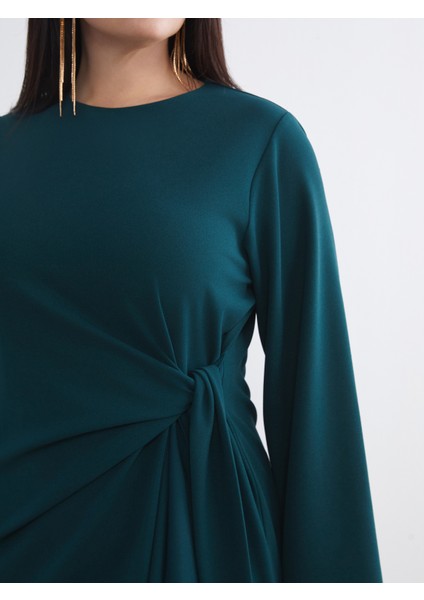 Büyük Beden Bisiklet Yaka Büzgülü Elbise indirimleri