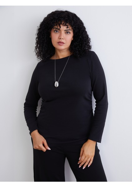 Büyük Beden Bisiklet Yaka Büzgülü Bluz fiyatları