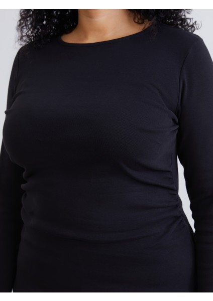 Büyük Beden Bisiklet Yaka Büzgülü Bluz fırsatları