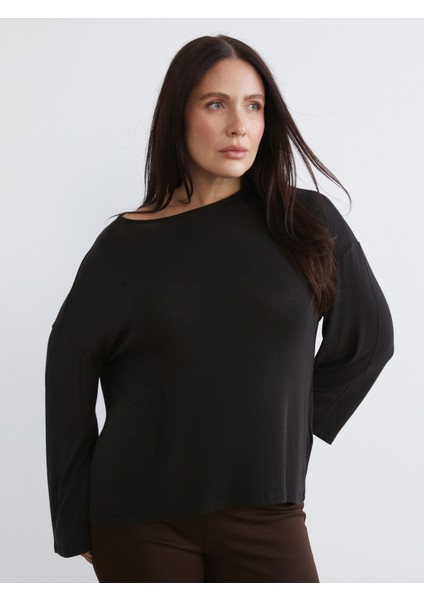 Büyük Beden Bisiklet Yaka Bluz