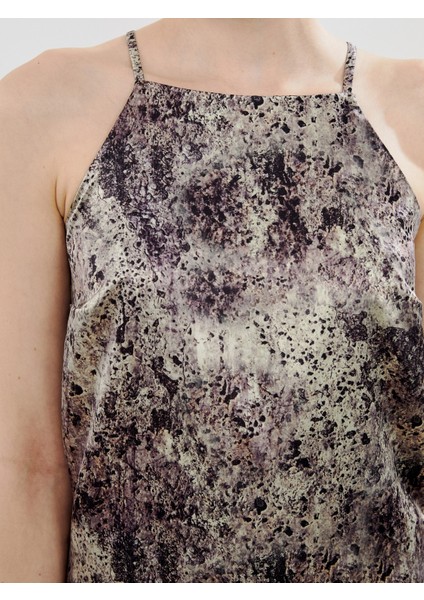 Halter Yaka Desenli Askılı Elbise modelleri