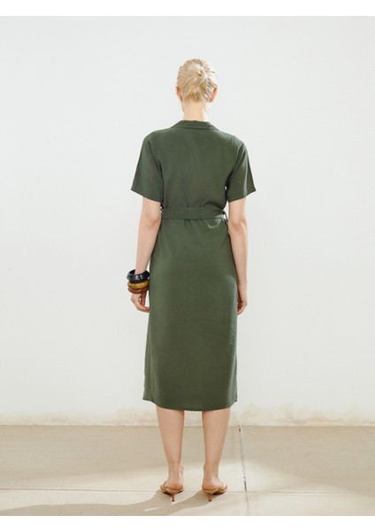 Gömlek Yaka Kuşaklı Elbise fırsatları