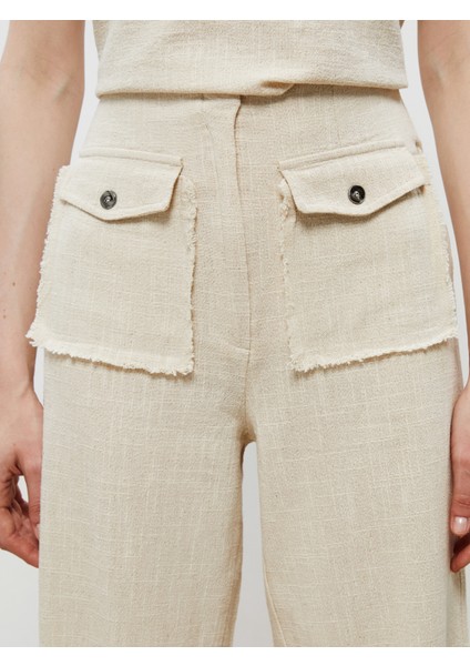 Standart Fit Keten Karışımlı Kadın Pantolon modelleri