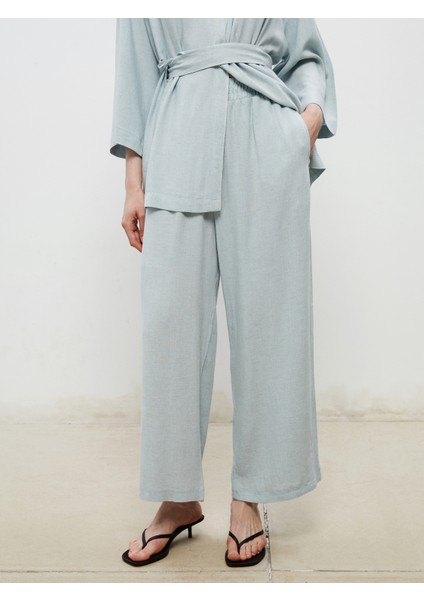 Beli Lastikli Keten Karışımlı Kadın Pantolon fiyatları