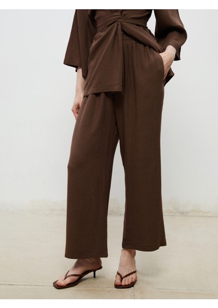 Beli Lastikli Keten Karışımlı Kadın Pantolon fiyatları