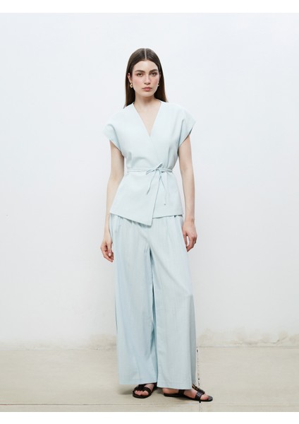 Beli Lastikli Geniş Paça Kadın Pantolon