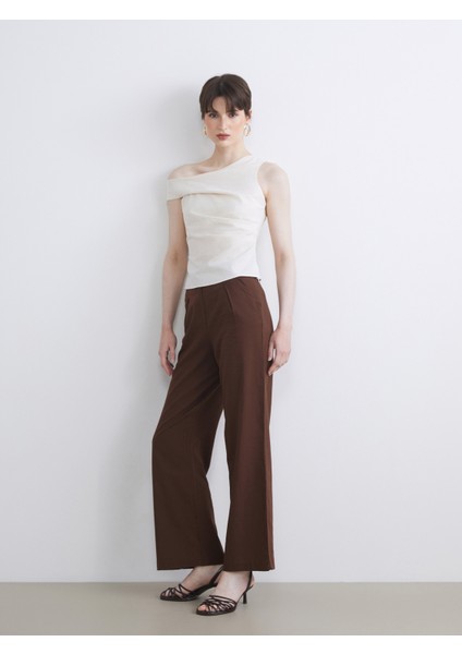 Keten Karışımlı Kadın Pileli Pantolon