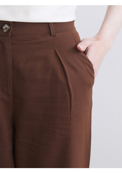 Keten Karışımlı Kadın Pileli Pantolon modelleri