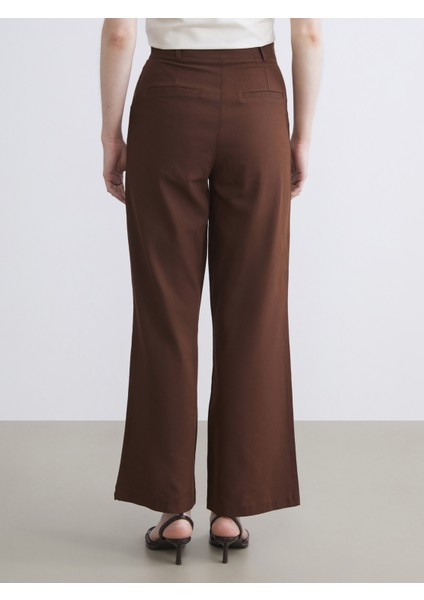 Keten Karışımlı Kadın Pileli Pantolon fırsatları