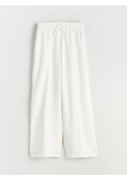 Beli Lastikli Çizgili Keten Görünümlü Kadın Pantolon indirimleri