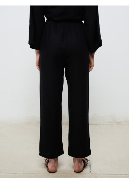 Beli Lastikli Keten Görünümlü Kadın Pantolon fırsatları