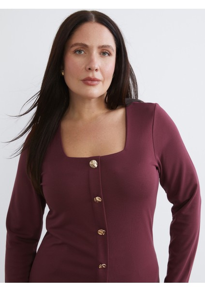 Büyük Beden Kare Yaka Bluz