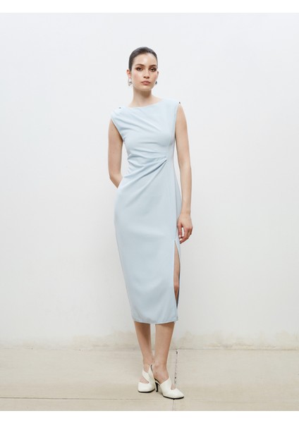 Bisiklet Yaka Büzgülü Elbise