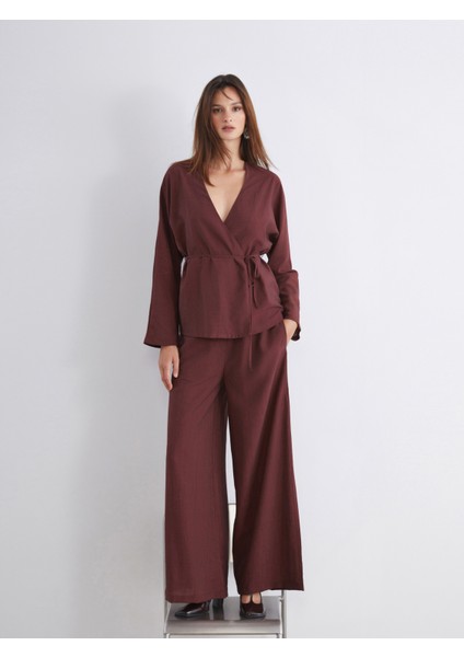 Beli Lastikli Geniş Paça Kadın Pantolon