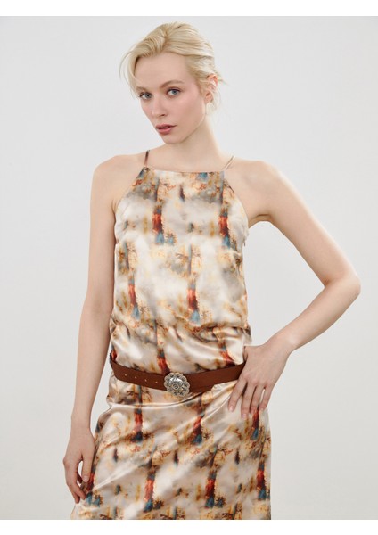 Halter Yaka Desenli Askılı Elbise fiyatları