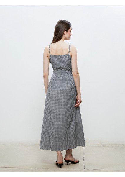 Kalp Yaka Ekose Askılı A Kesim Elbise fırsatları