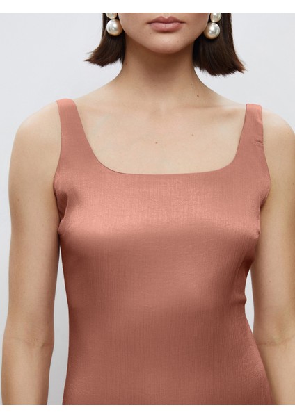 Kare Yaka Saten Abiye Elbise modelleri