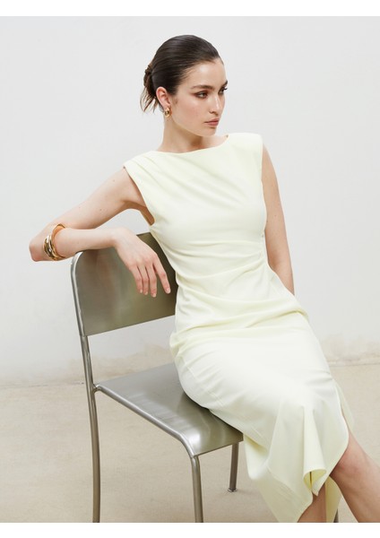 Bisiklet Yaka Büzgülü Elbise