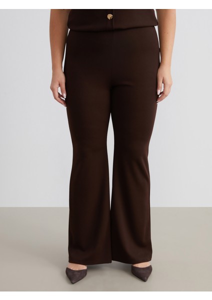 Büyük Beden Dar Fit Ispanyol Paça Kadın Pantolon fiyatları