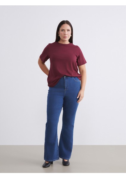 Büyük Beden Flare Kadın Jean Pantolon