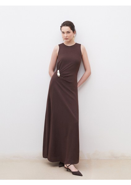 Bisiklet Yaka Krep Elbise