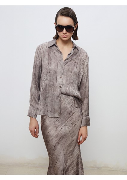 Dokulu Krep Kadın Gömlek