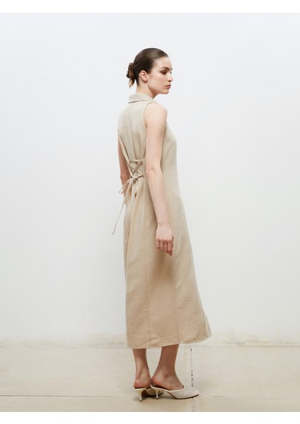 Dokulu Krep Gömlek Elbise