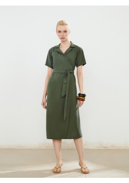 Gömlek Yaka Kuşaklı Elbise