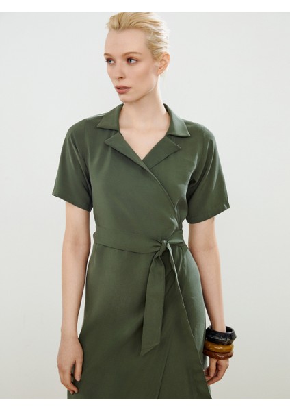 Gömlek Yaka Kuşaklı Elbise fiyatları