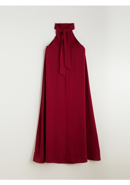 Halter Yaka Büzgülü Elbise