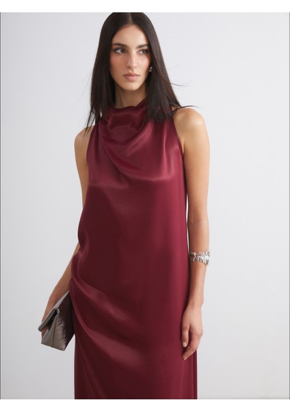 Dökümlü Yaka Saten Elbise fiyatları