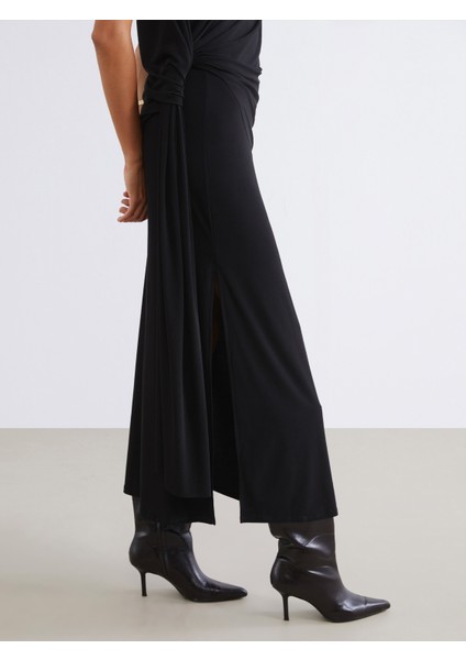 Bisiklet Yaka Büzgülü Yırtmaçlı Abiye Elbise modelleri