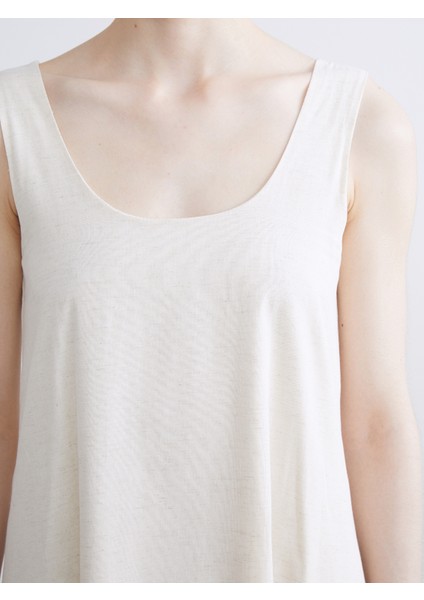 U Yaka A Kesim Keten Karışımlı Elbise modelleri