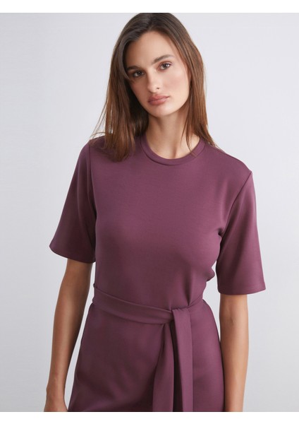 Bisiklet Yaka Kuşaklı Elbise fiyatları