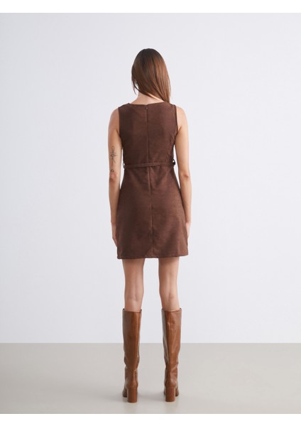 Bisiklet Yaka Süet Mini Elbise fırsatları